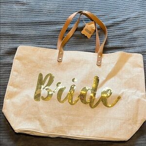 Mud Pie Bride Tote Bag with Gold Accents